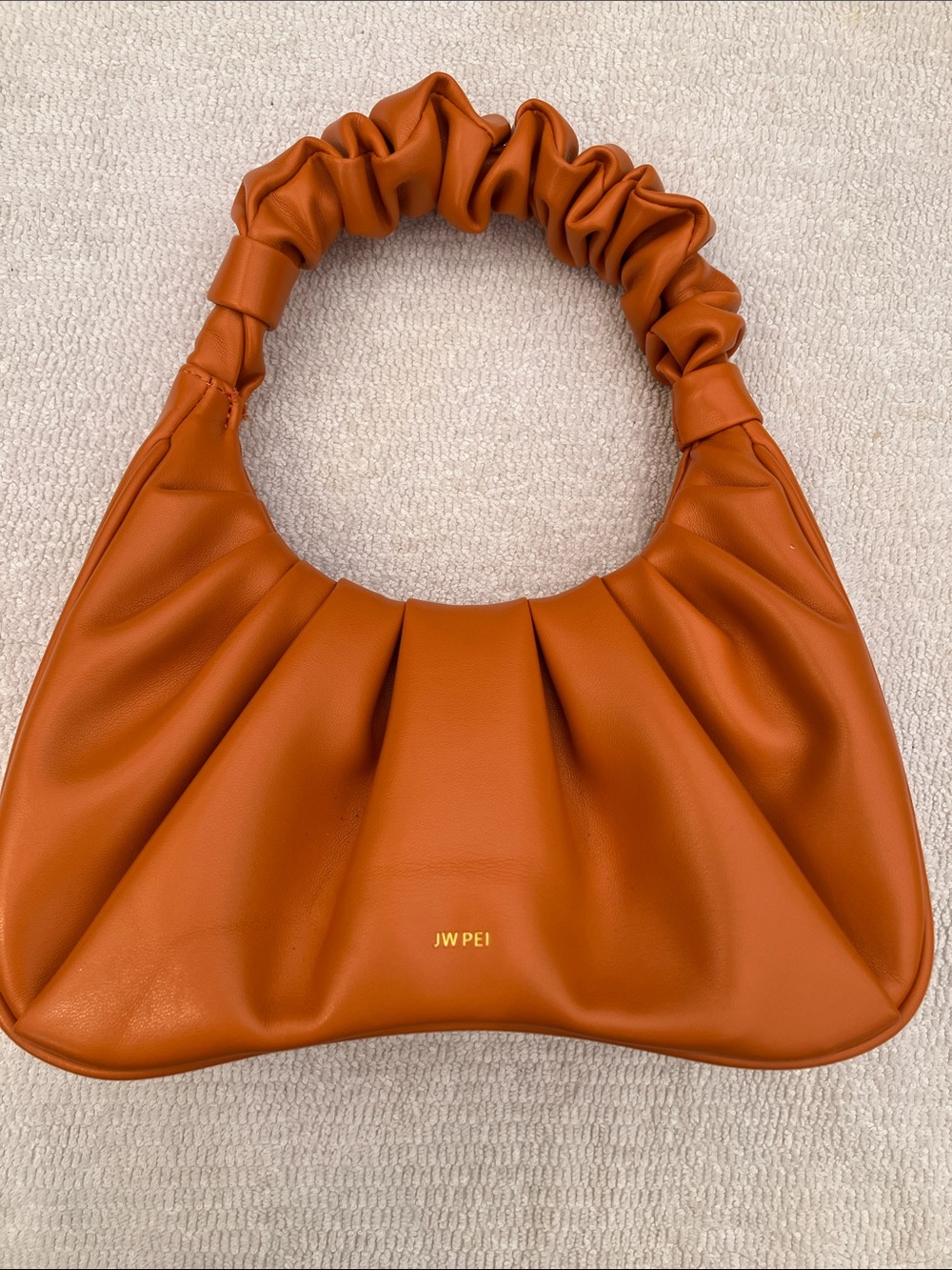 JW PEI Orange Ruched Faux Leather hobo Gabbi Bag